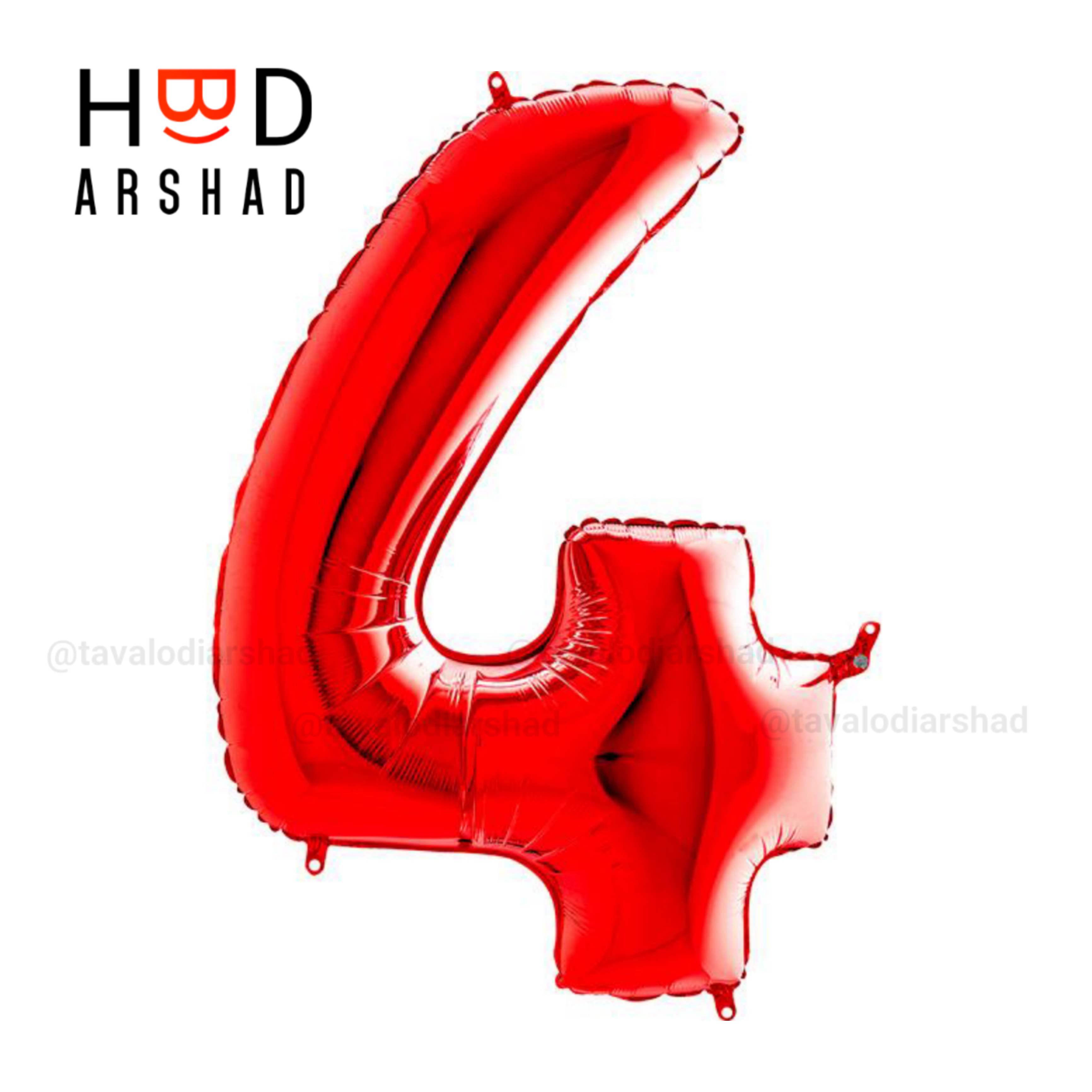 بادکنک فویلی عدد 4 قرمز ۳۲ اینچ